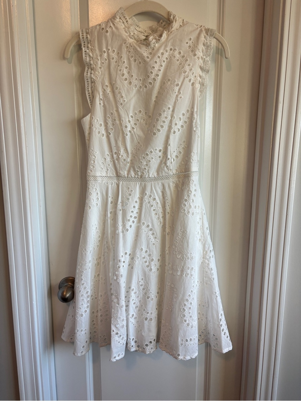 White Eyelet Sleeveless Fit & Flare Dress